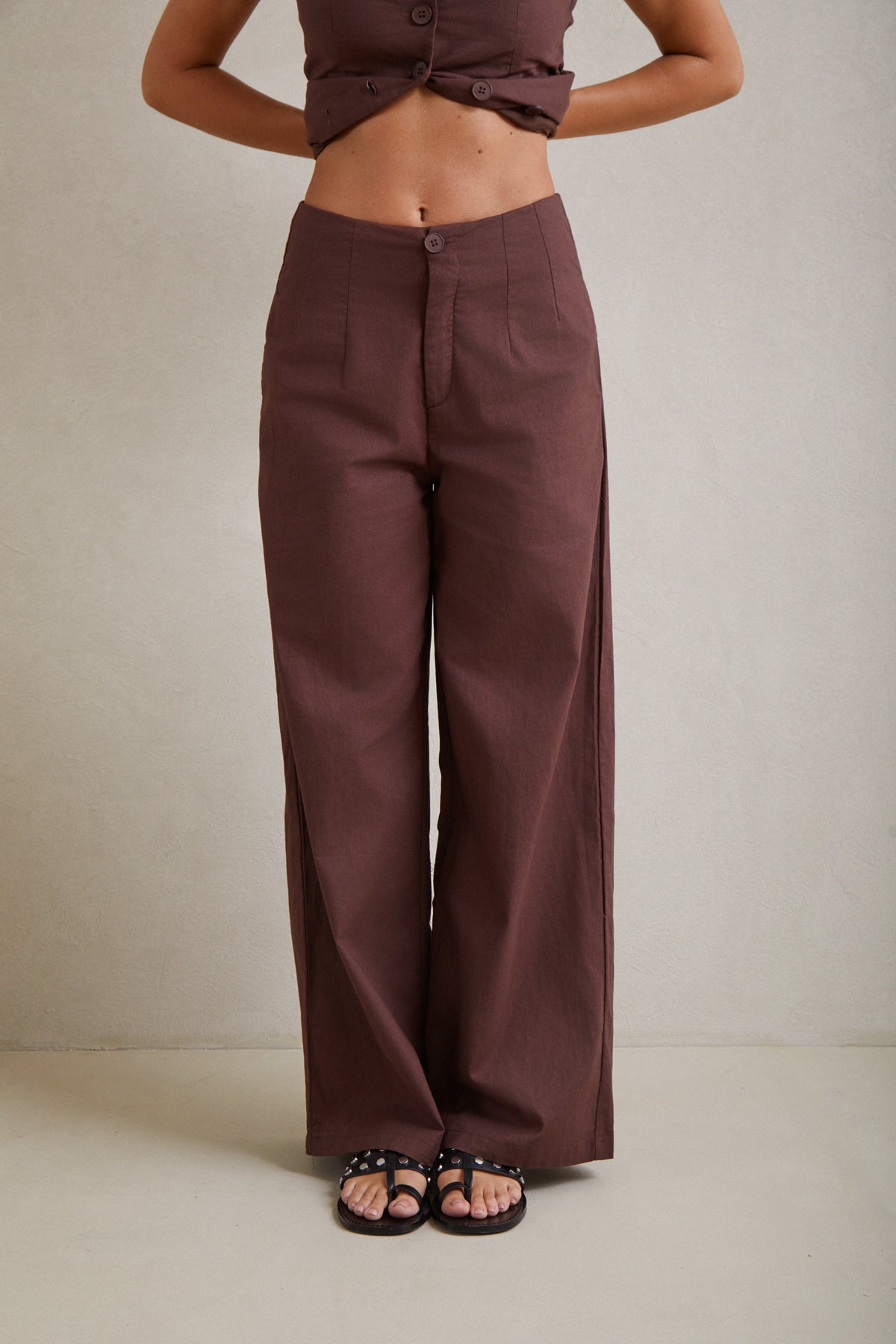 Pantalón Pinzas Lino Arena